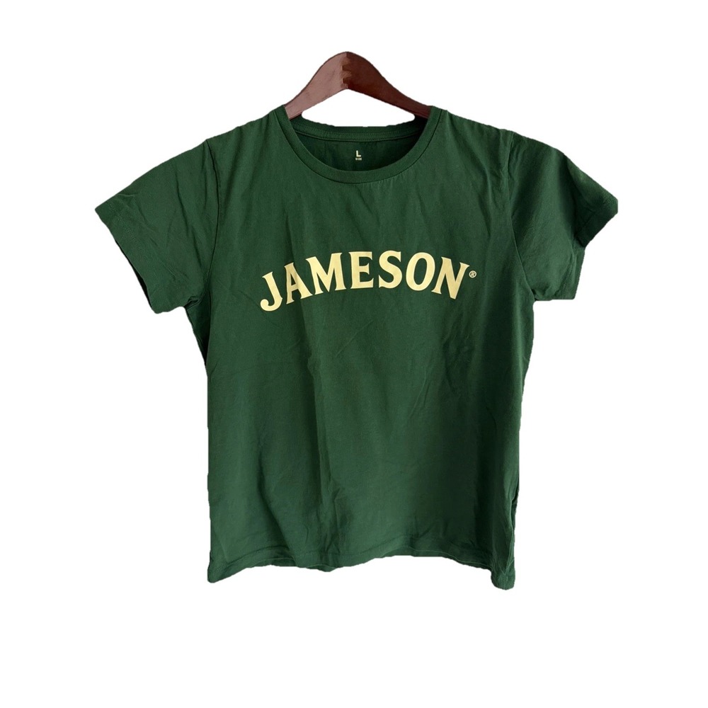 JAMESON Women's Irish Whiskey Large Green T-Shirt Short Sleeve Graphic New